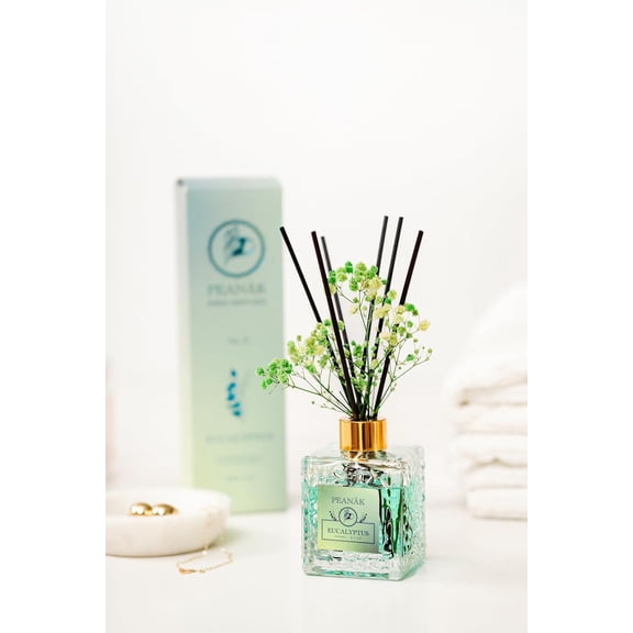Reed Diffuser Set of 2- Eucalyptus & Lavender Fragrance Bundle 6.7oz(200ml) Long Lasting Scents for Home & Office, Living Room & Bathroom Shelf Decor