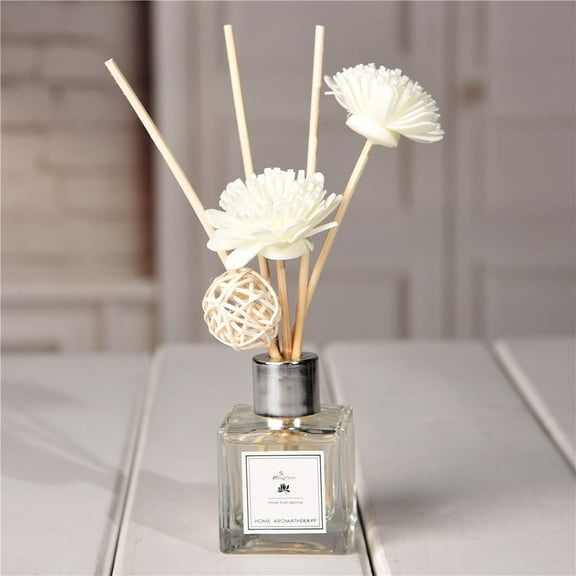 Reed Diffuser Set with Glass Bottle and Natural Rattan Sticks,50ML Scented Oil with Decorative Faux Flowers for Home,Cherry Blossom,1PC