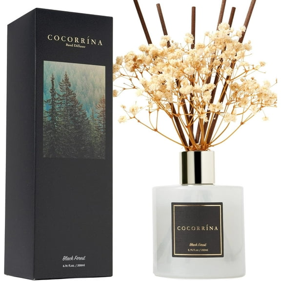 Reed Diffuser Sets, 6.7 fl oz. Black Forest Diffuser with Sticks Home Fragrance Reed Diffuser for Bathroom Shelf Decor