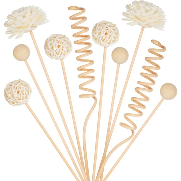 Reed Diffuser Stick,10Pcs 10Inch Natural Rattan Flower Reed Fragrance Diffuser Set, Fragrance Diffuser Replacement Rattan Sticks Home Decor (Primary Color)