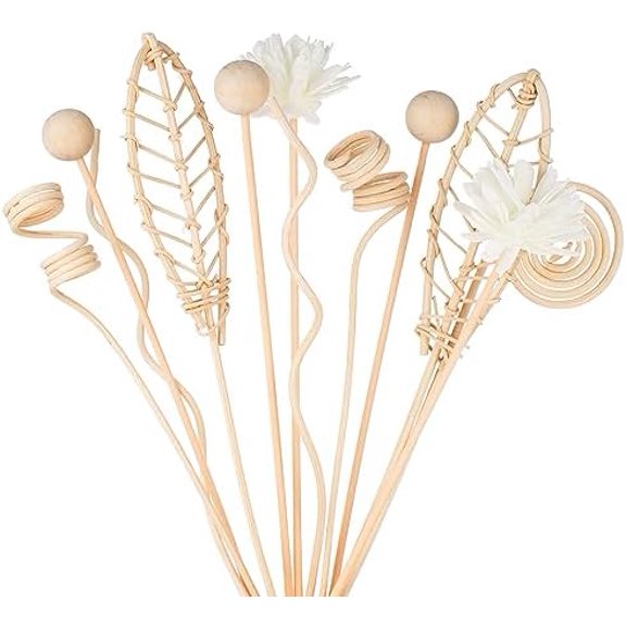 Reed Diffuser Stick,12Pcs 10Inch Natural Rattan Flower Reed Fragrance Diffuser Set, Fragrance Diffuser Replacement Rattan Sticks Home Decor (Primary Color)$$Home Decor, Kitchen, & Other