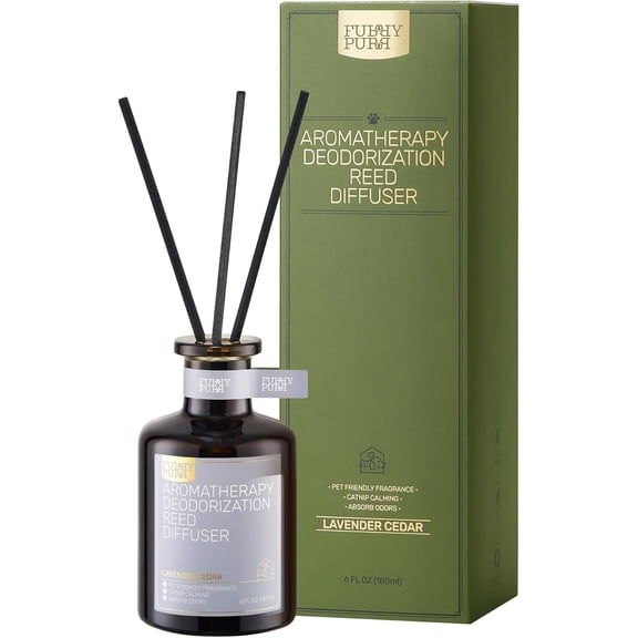 Reed Diffuser for Pet Odor Elimination, Lavender Cedar, Non-Toxic & Pet-Friendly Air Freshening, 6 Oz