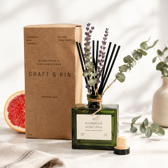 Reed Diffuser with Dried Flowers, Eucalyptus & Sicilian Citrus, 5 oz