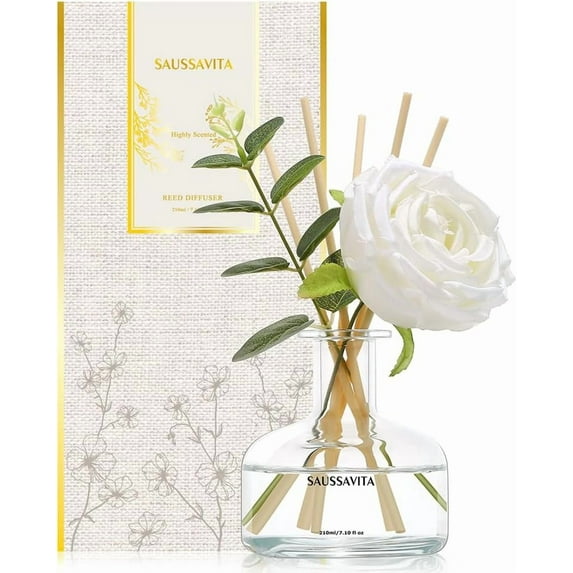 Reed Diffusers Set, 7.10 oz Flower Scented Diffuser with 7 Sticks, Long Lasting Home Fragrance for 120 Days, Perfect for Bathroom, Shelf Decor, Air Fresheners