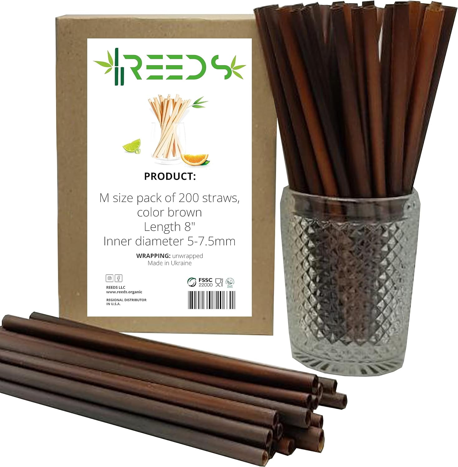 Reed Drinking Straws, Ecological, Biodegradable, 100 Plantbased