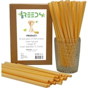 Reed Drinking Straws, Ecological, Biodegradable, 100% Plant-based, Single-use, Similar to Bamboo, for Smoothies, Milkshakes, Frozen & Signature Cocktails, Hot Tea, Coffee, 200 ct. Tall 8 inch, Medium