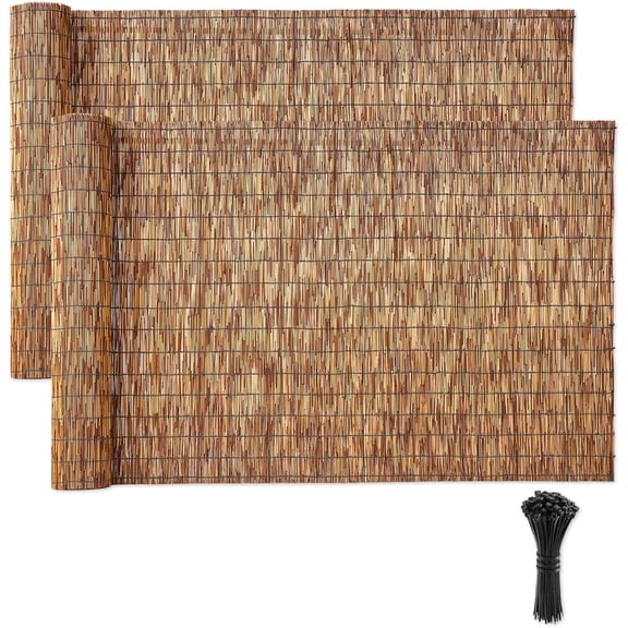 Reed Fencing Roll,4x13.12 Ft Natural Reed Screen Curtain, Bamboo Privacy Panel, Sun Blocking, Decorative Garden Fencing Divider for Outdoor Backyard Patio Balcony, Brown