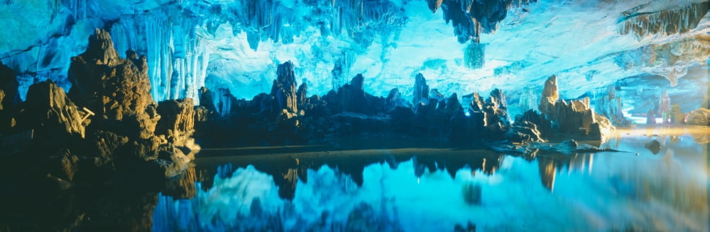 Reed Flute Cave in Guilin Guangxi Province Peoples Republic of China Canvas Art - Panoramic Images (36 x 12)