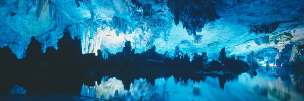 Reed Flute Cave in Guilin Guangxi Province Peoples Republic of China Canvas Art - Panoramic Images (36 x 12)