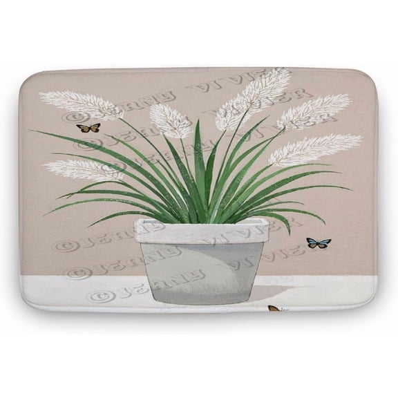 Reed Grass Bath Mat 16 x 24 Inches Absorbent Non-Slip Bathroom Rug with Nature Design for Bath Area