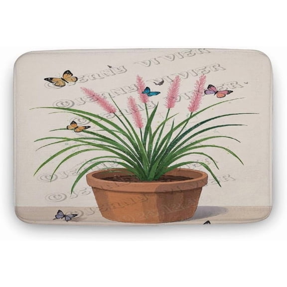 Reed Grass Bath Mat 16 x 24 Inches Soft Non-Slip Bathroom Rug with Nature Design for Sink and Bathtub