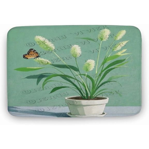 Reed Grass Bath Mat 20x32 Inches Plush Non-Slip Bathroom Rug with Nature Design for Shower or Sink, Absorbent