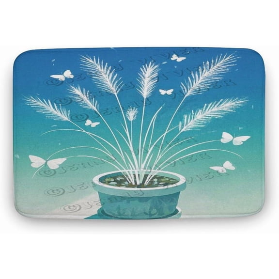 Reed Grass Bath Rug 16 x 24 Inches Non-Slip Soft Bathroom Mat with Nature Design, Absorbent and Machine Washable for Bathroom Floor
