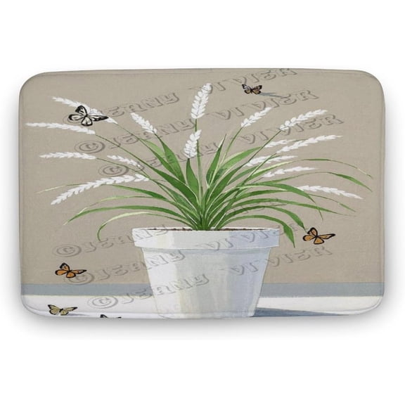 Reed Grass Bathroom Mat 16 x 24 Inches Non-Slip Absorbent Machine-Washable Rug with Nature Design, Soft for Bathroom Floor