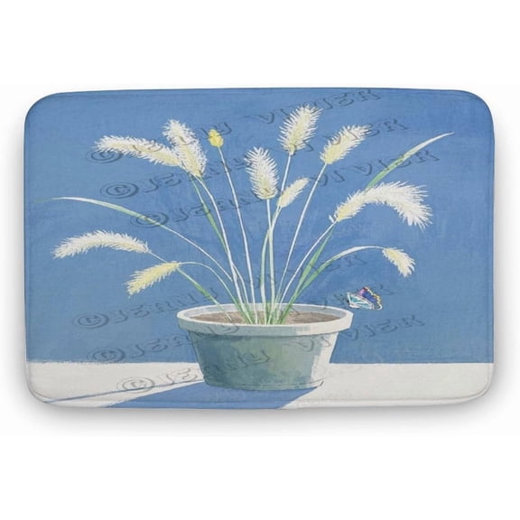Reed Grass Bathroom Mat 20x32 Inches Non-Slip Absorbent Bath Rug with Nature Design for Shower and Sink