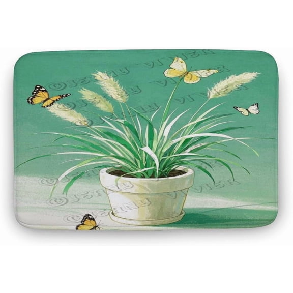 Reed Grass Bathroom Rug 16 x 24 Inches Absorbent Non-Slip Mat with Nature Design for Bathroom Floor