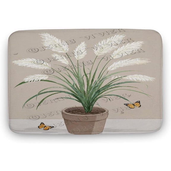 Reed Grass Bathroom Rug 16 x 24 Inches Non-Slip Soft Washable Mat with Nature Design for Bathroom Floor