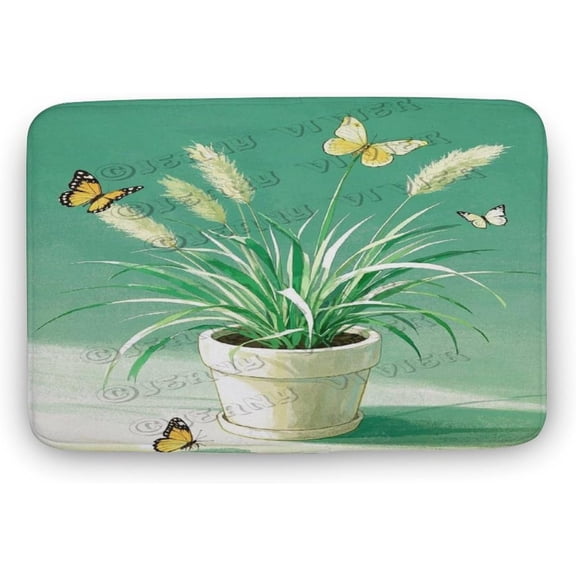 Reed Grass Bathroom Rug 20x32 Inches Absorbent Non-Slip Mat with Nature Design for Bathroom Floor