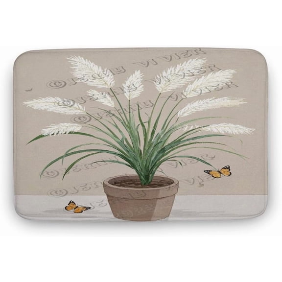 Reed Grass Bathroom Rug 20x32 Inches Non-Slip Soft Washable Mat with Nature Design for Bathroom Floor