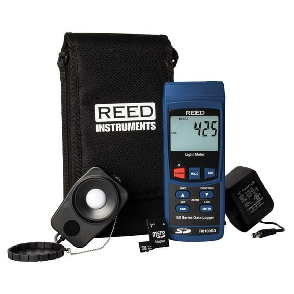 Reed Instruments Data Logging Light Meter,Full Size,LCD R8100SD-KIT