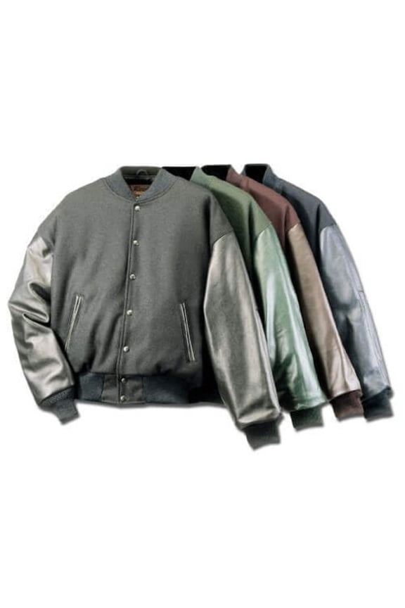 Leather Made in Usa Varsity Leather/wool Jacket (BLACK, 2XL)