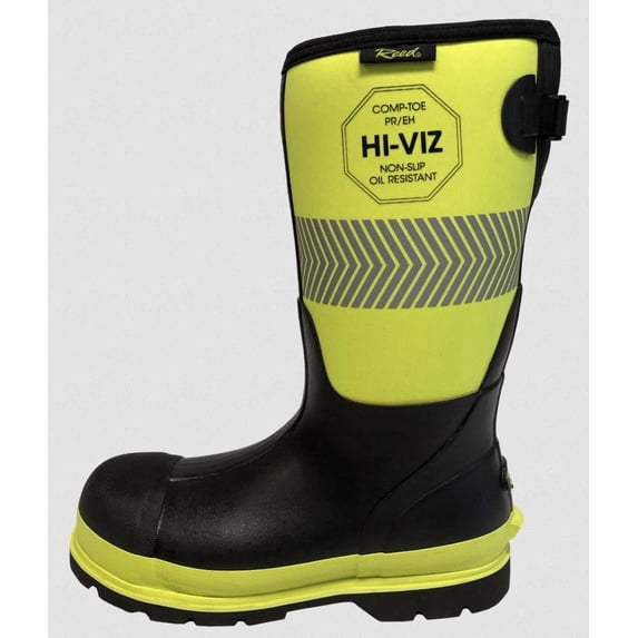 Reed Men's 14" High Viz Force Safety Style Composite Toe Boot Black in 12