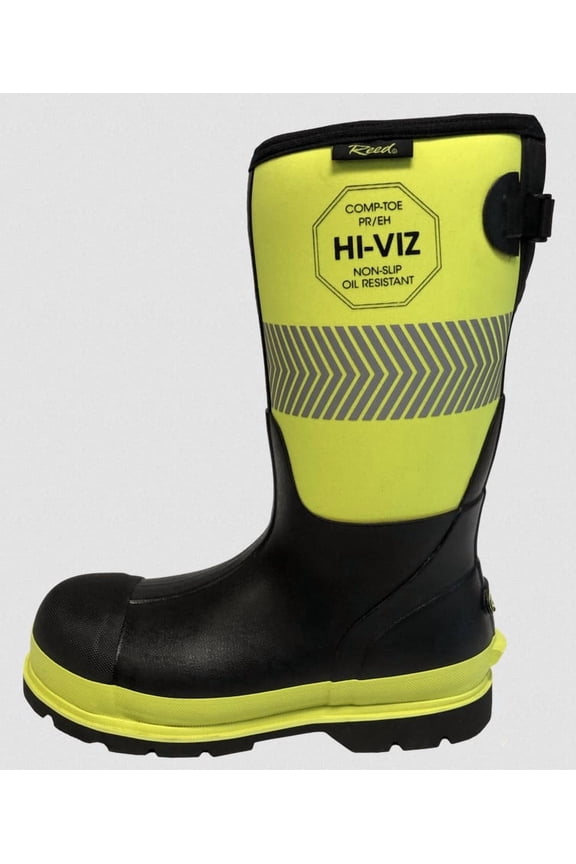 Men's 14" High Viz Force Safety Style Composite Toe Boot Black in 9