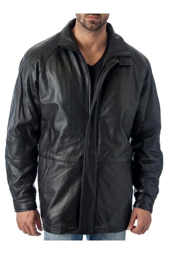 ® Men's 34'' Raglan Car Coat in Imported Lamb with Zip-out Lining (4XT, Black)