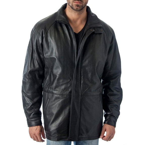Reed® Men's 34'' Raglan Car Coat in Imported Lamb with Zip-out Lining (L, Black)
