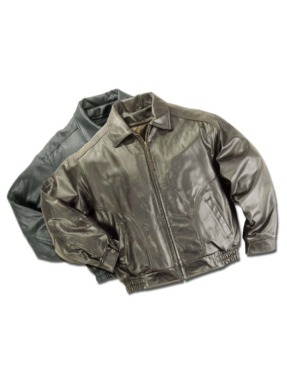 Men's All American Bomber Leather Jacket Union (2XL, Navy)