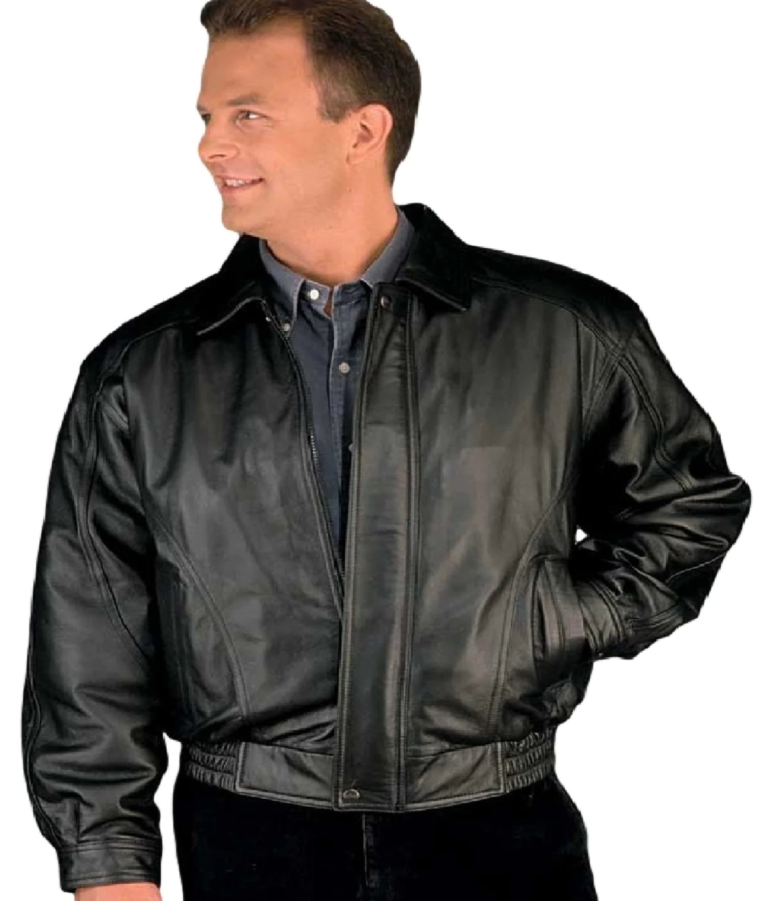 Reed Men s American Leather Bomber Jacket Walmart