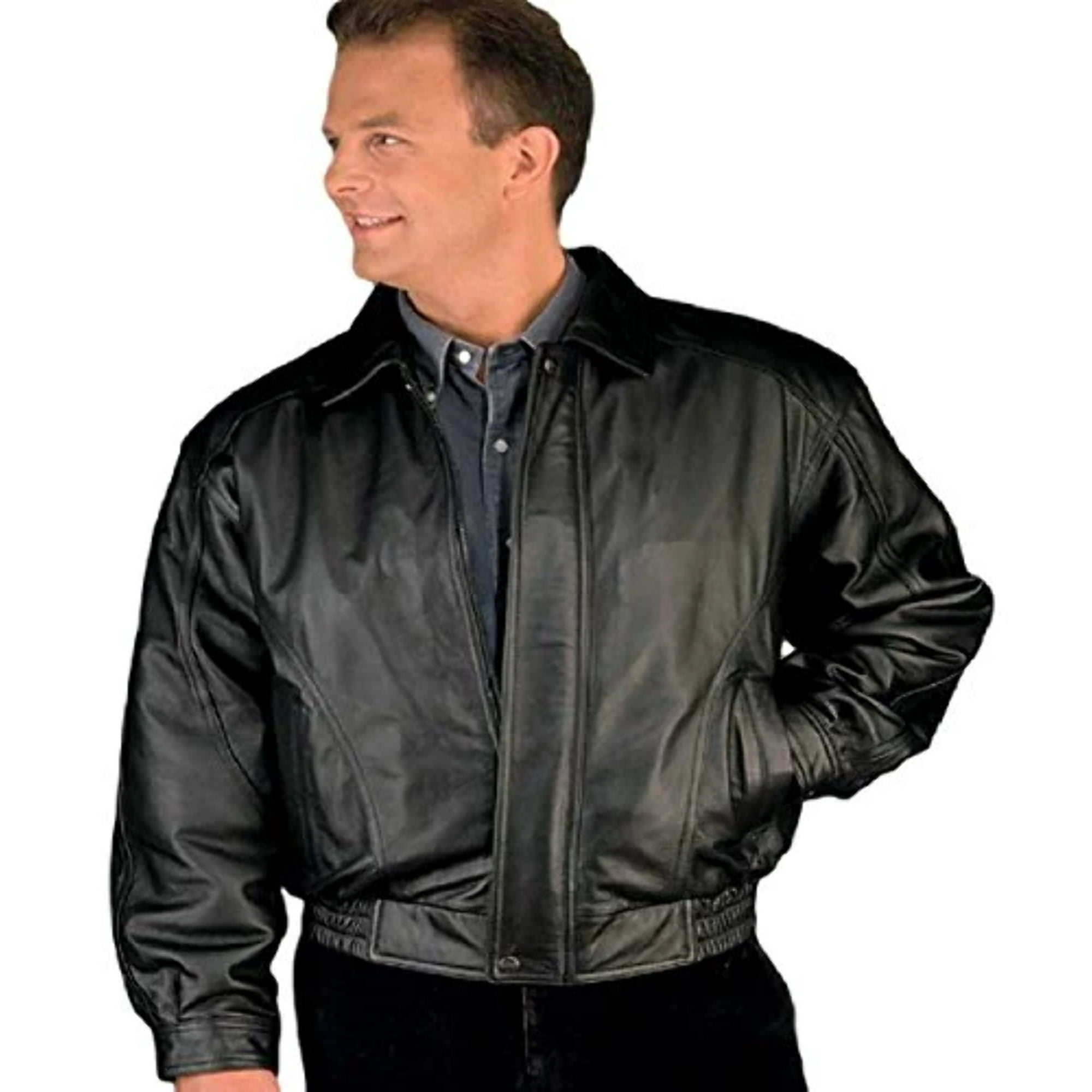 En eller anden måde Drivkraft tusind Reed Men's American Style Bomber Real Leather Jacket 6XL Black - Walmart.com