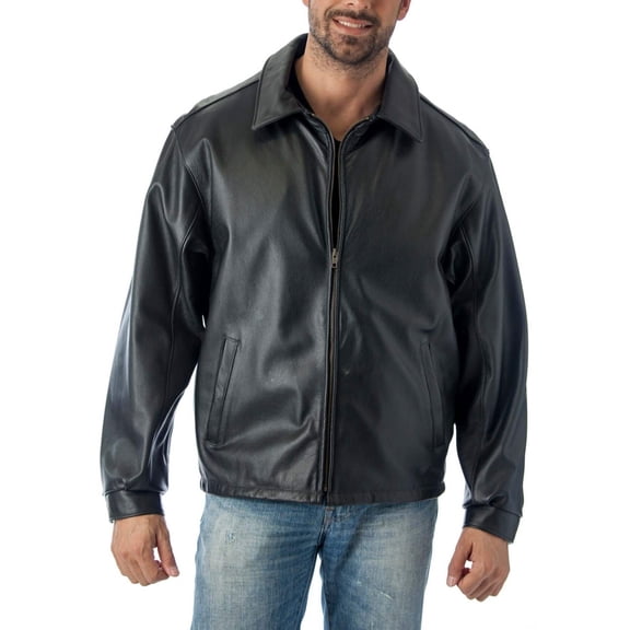 Reed Men's Casual Leather Jacket Union Large Black