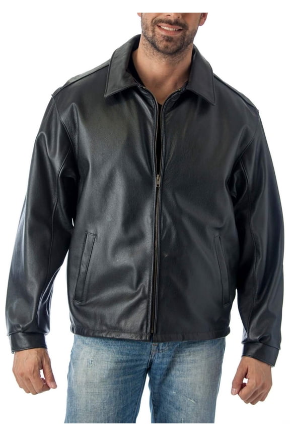 Men's Casual Leather Jacket Union Large Black