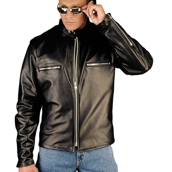 Reed Men's Naked Cow Leather Motorcycle Jacket 8XL Black