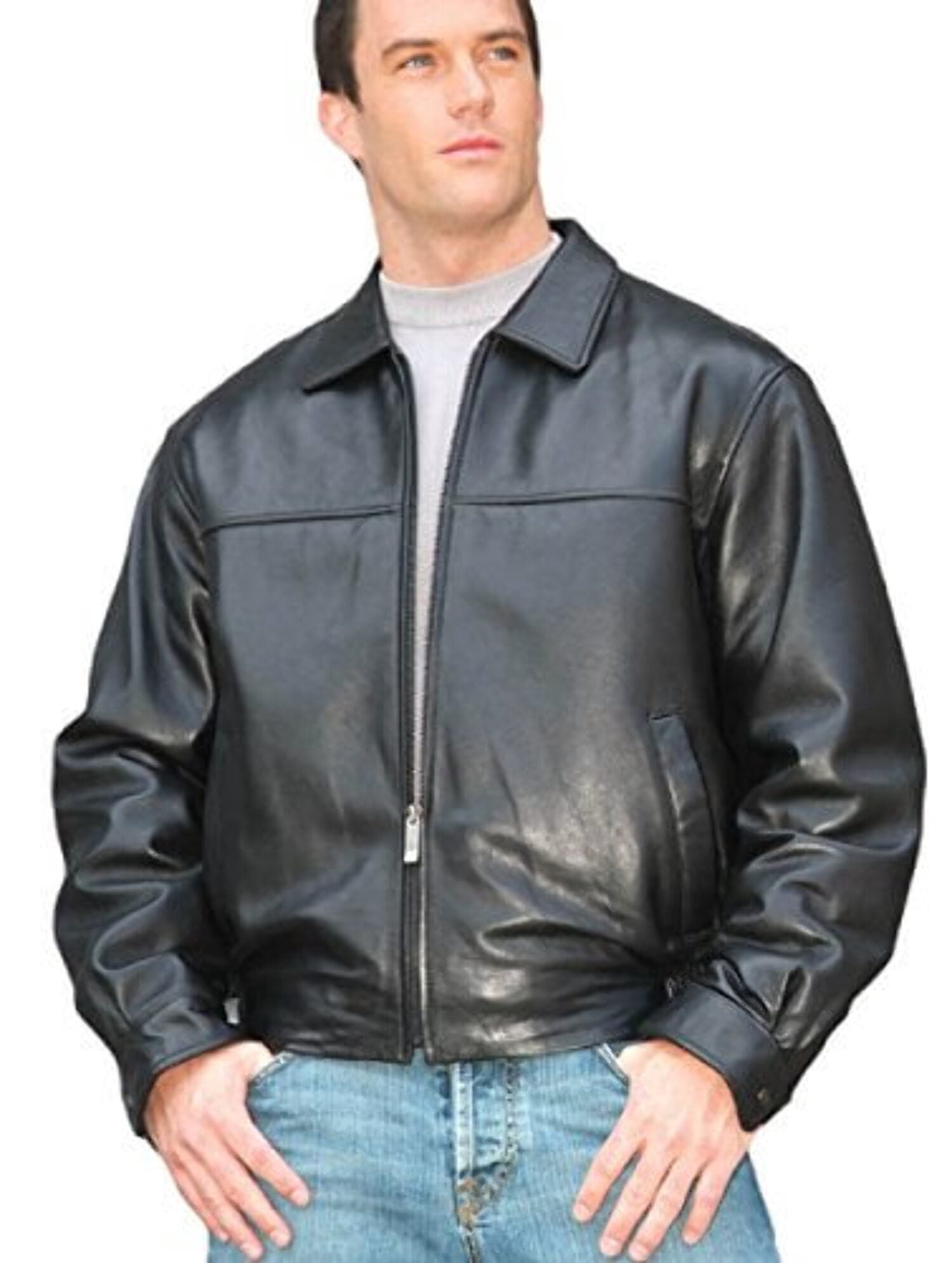 Reed Men's New Zealand Lambskin Leather Jacket (3XLTall, Black)