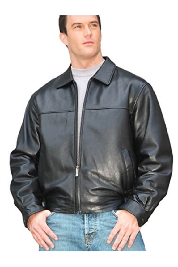 Men's New Zealand Lambskin Leather Jacket Large Black