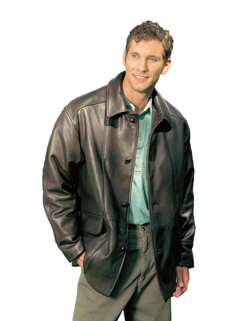 mens leather dress coat Men's Long Black Real Cowhide Leather Trench Coat