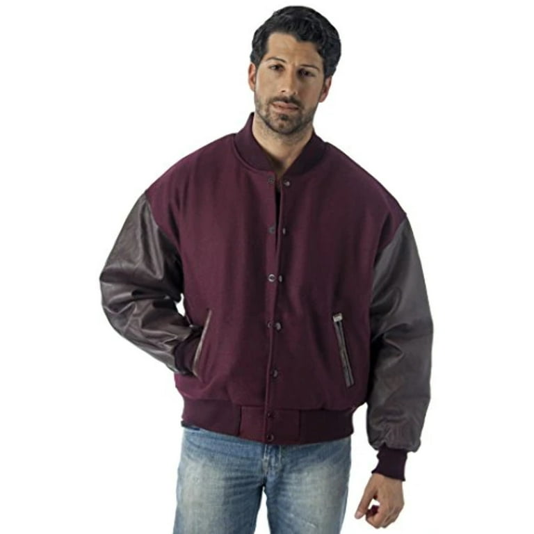Leather wool jacket mens top
