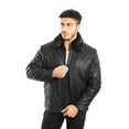 thumbnail image 1 of Reed Men's Smooth Lamb Touch Faux Leather Detachable Fur Collar Classic Jacket (XLT, Black), 1 of 7