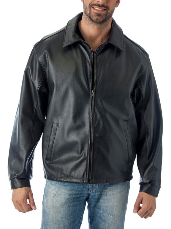 Men's Tall Casual Leather Jacket Union LargeTall Black