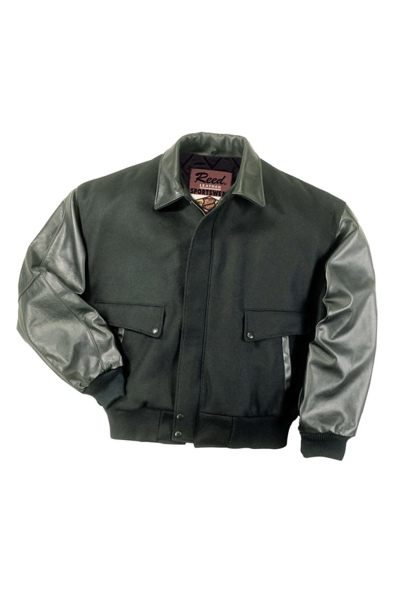 Men's Tall Leather Top-Gun Varsity Jacket 5XLTall Black