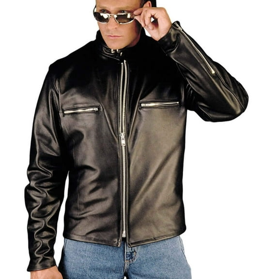 Reed Men's Tall Naked Cow Leather Motorcycle Jacket 8XLTall Black