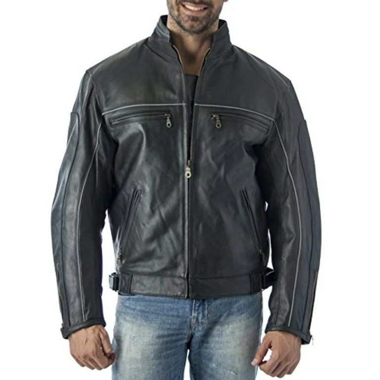 Large tall top leather motorcycle jacket