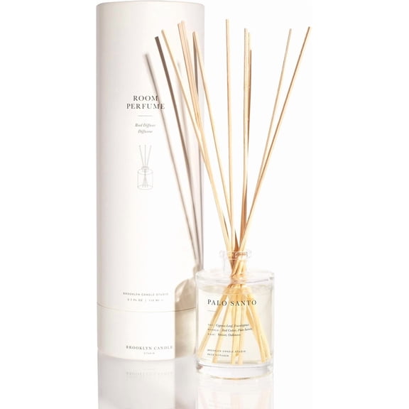 Reed Scent Diffuser - Relaxing Oil Diffuser, Sandalwood & Amber Fragrance, 8 Rattan Diffuser Reeds, Clean Ingredients (3.7oz, Palo Santo)