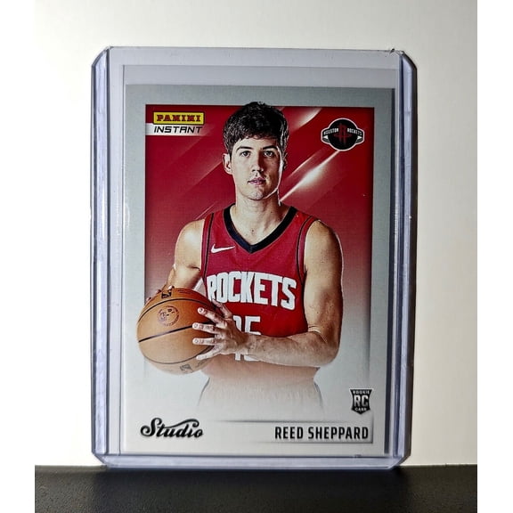 Reed Sheppard 2024-25 Panini Studio #21 Rookie Basketball Card Rockets 1/275