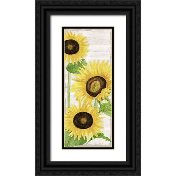 Reed, Tara 10x18 Black Ornate Wood Framed with Double Matting Museum Art Print Titled - Fall Sunflowers panel I