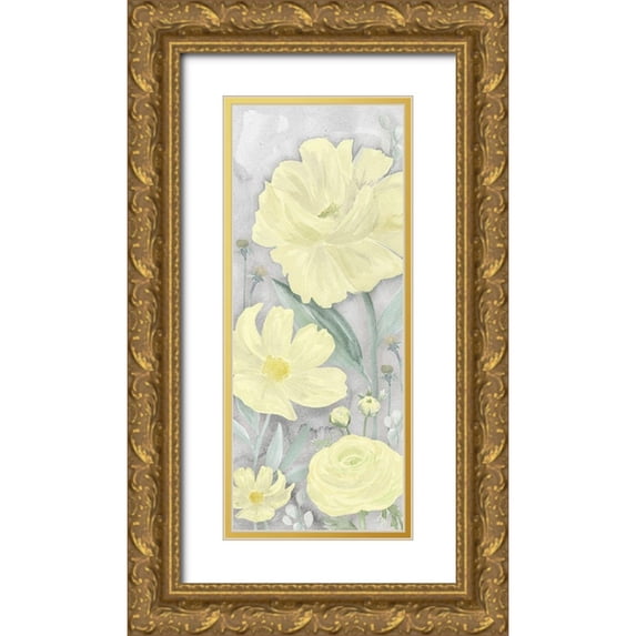 Reed, Tara 10x18 Gold Ornate Wood Framed with Double Matting Museum Art Print Titled - Peaceful Repose gray And yellow vertical II