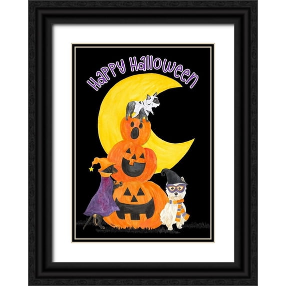 Reed, Tara 11x14 Black Ornate Wood Framed with Double Matting Museum Art Print Titled - Fright Night Friends-Happy Halloween III