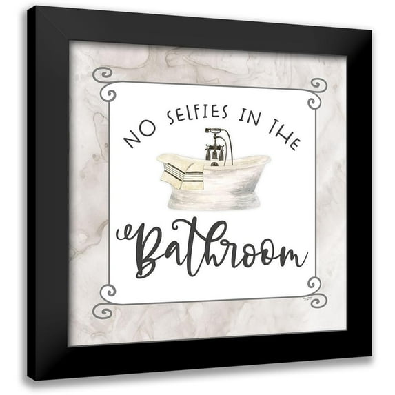 Reed, Tara 12x12 Black Modern Framed Museum Art Print Titled - Bath Humor No Selfies